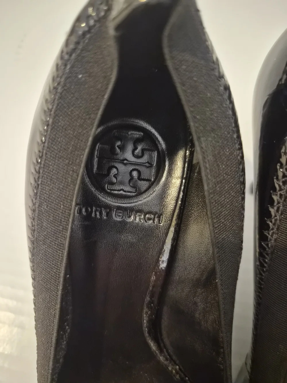 Tory Burch Black Patent Leather Logo Heels